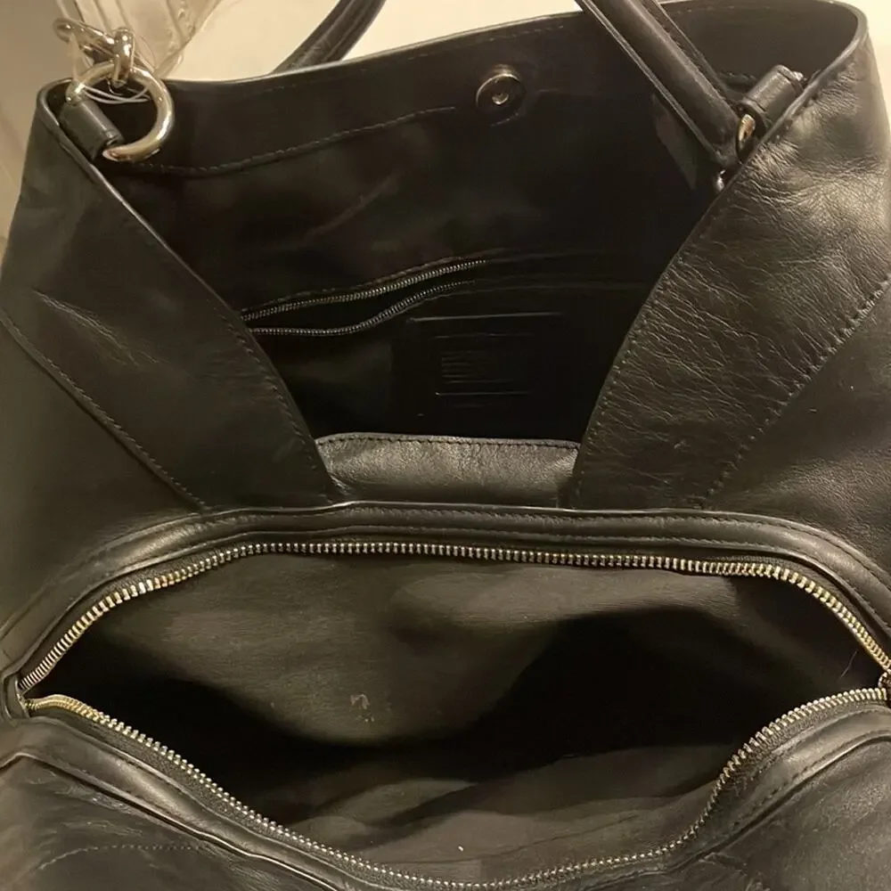 Coach Handbag in Canvas/ Leather With Silver color Hardware